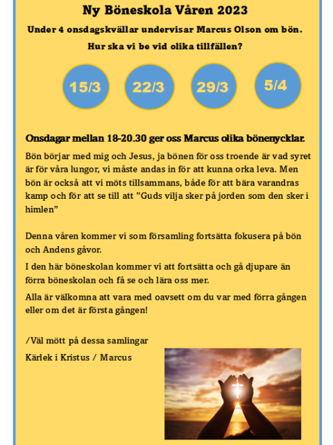 Böneskola 15 mars