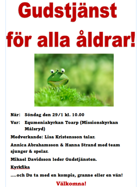 Gudstjänst för alla åldrar 29 januari